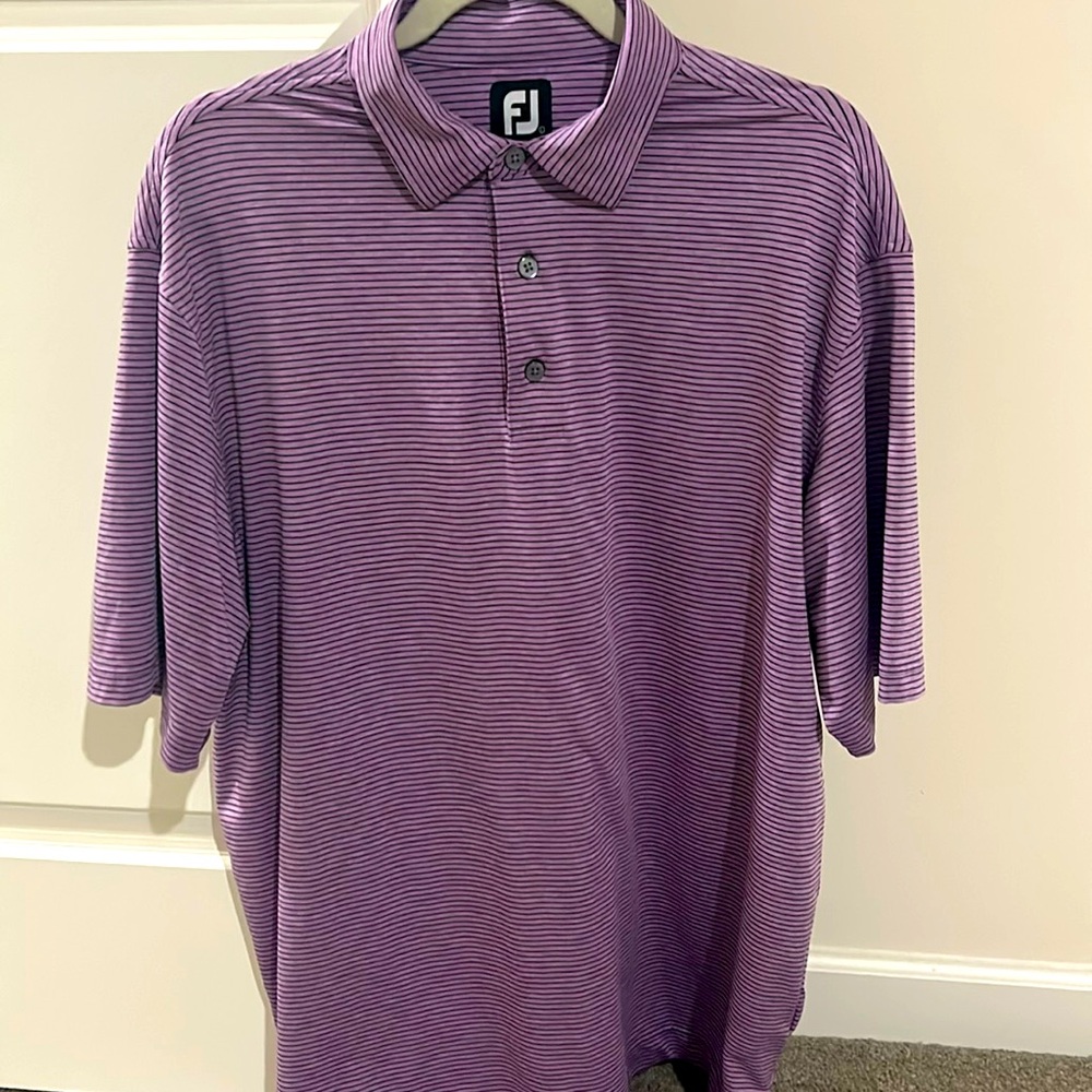 Men’s large purple striped FootJoy polo